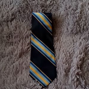 Men's Blue Yellow and Navy Vintage Necktie Leggett's Y2K